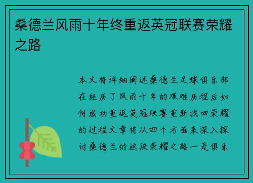 桑德兰风雨十年终重返英冠联赛荣耀之路 桑德兰风雨十年终重返英冠联赛荣耀之路